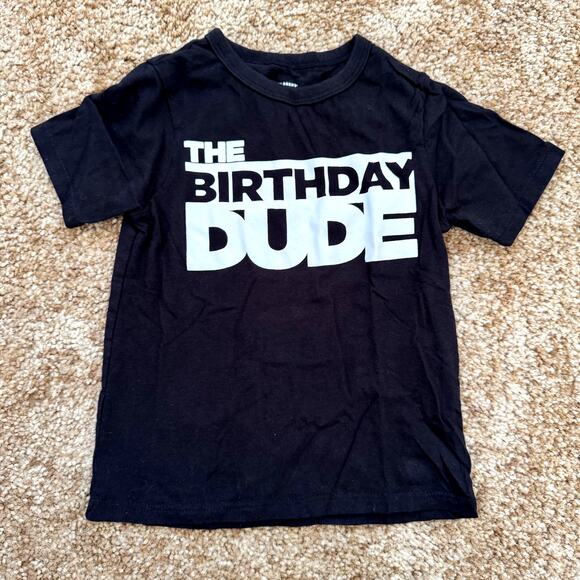 Childrens Place Boys Birthday Short Sleeve Shirt Size 3T The Birthday Dude Black - Picture 1 of 3
